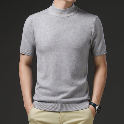 Herren Pullover Kurzarm Elegantes Design Hochgeschlossener Kragen