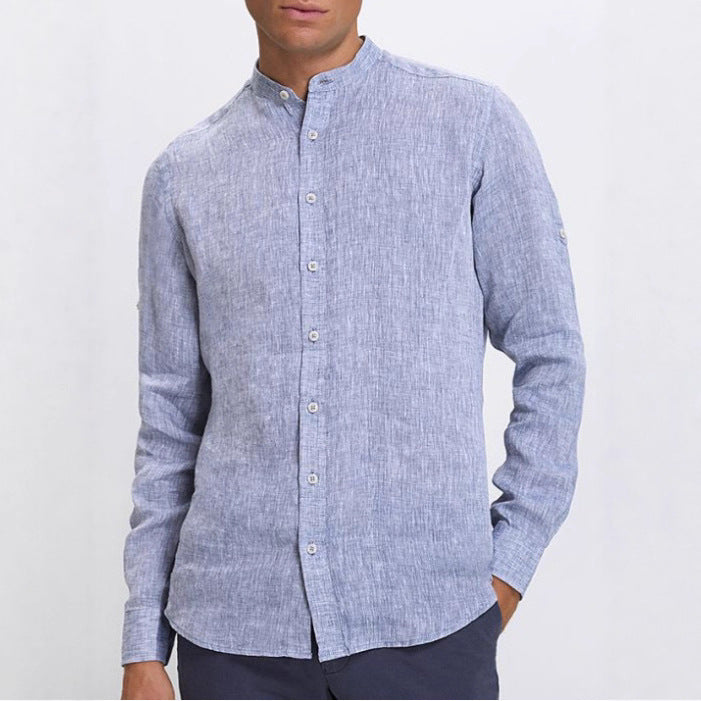 Herren Langarmhemd Stehkragen Slim Fit Modern - BerlinGlamour