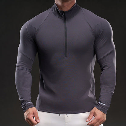 Herren Langarmshirt Funktions-Shirt Stehkragen Sportlich