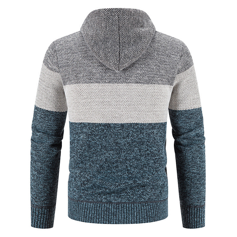 Herren Strickjacke Mit Kapuze Modern Strukturiert