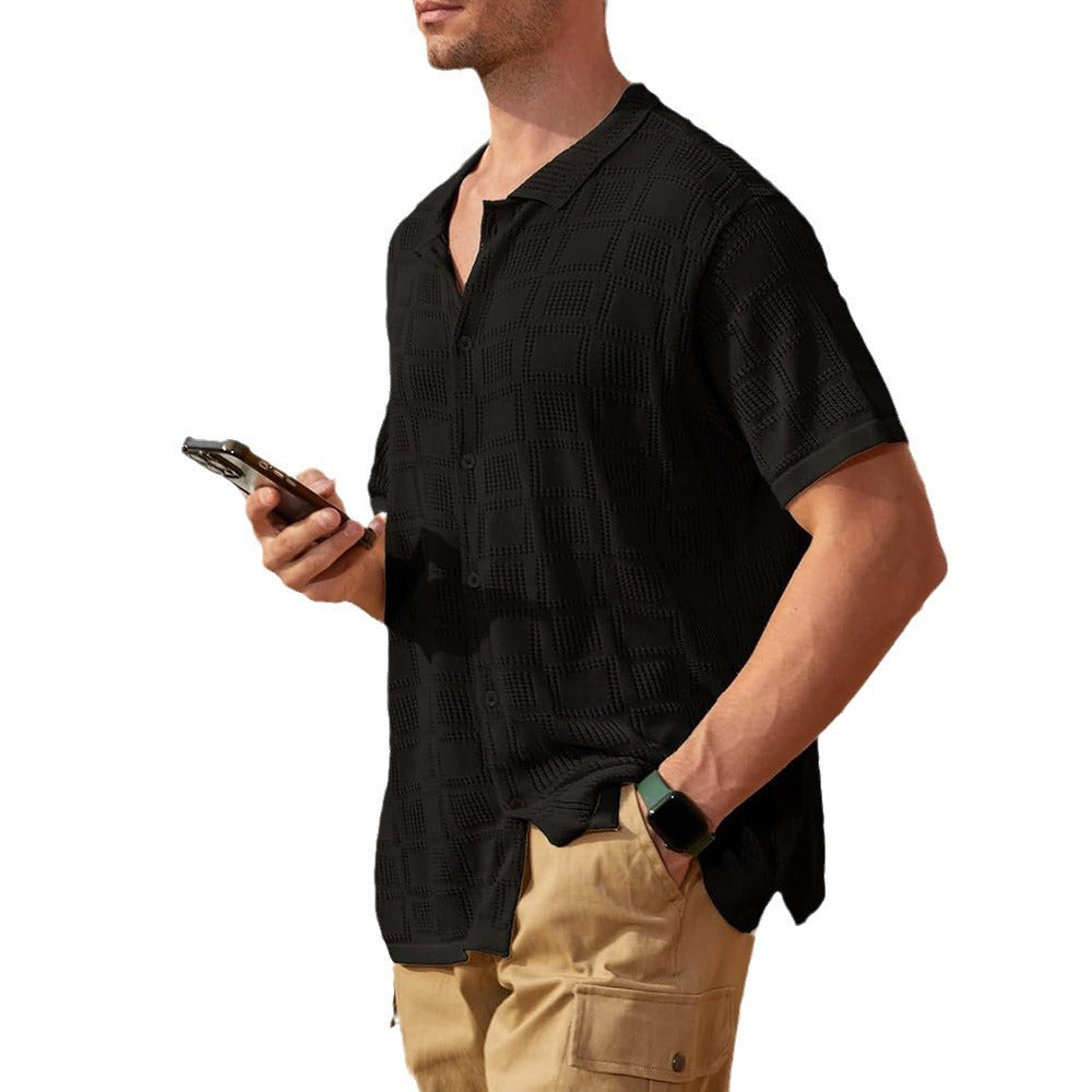 Herren Kurzarmhemd Modern Texturiert Berlin Style