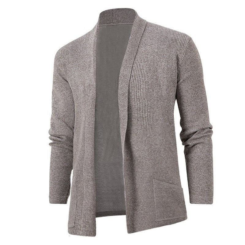 Herren Strickjacke Modern Offener Schnitt Mit Taschen