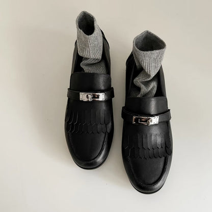 Damen Mokassins Bequem Elegant Schnallen Detail