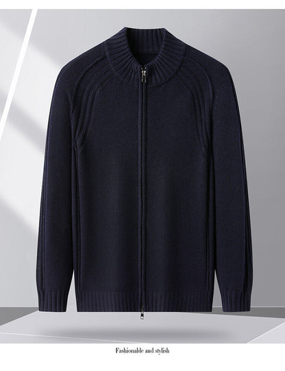 Herren Strickjacke Reißverschluss Kragen Hoch Modern