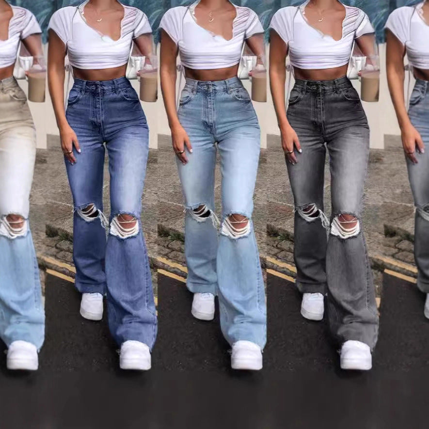 Damen Jeans Bootcut Destroyed Lässig Trendy - BerlinGlamour