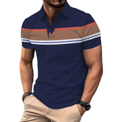 Herren Poloshirt Kurzarm mit Blockstreifen Modern