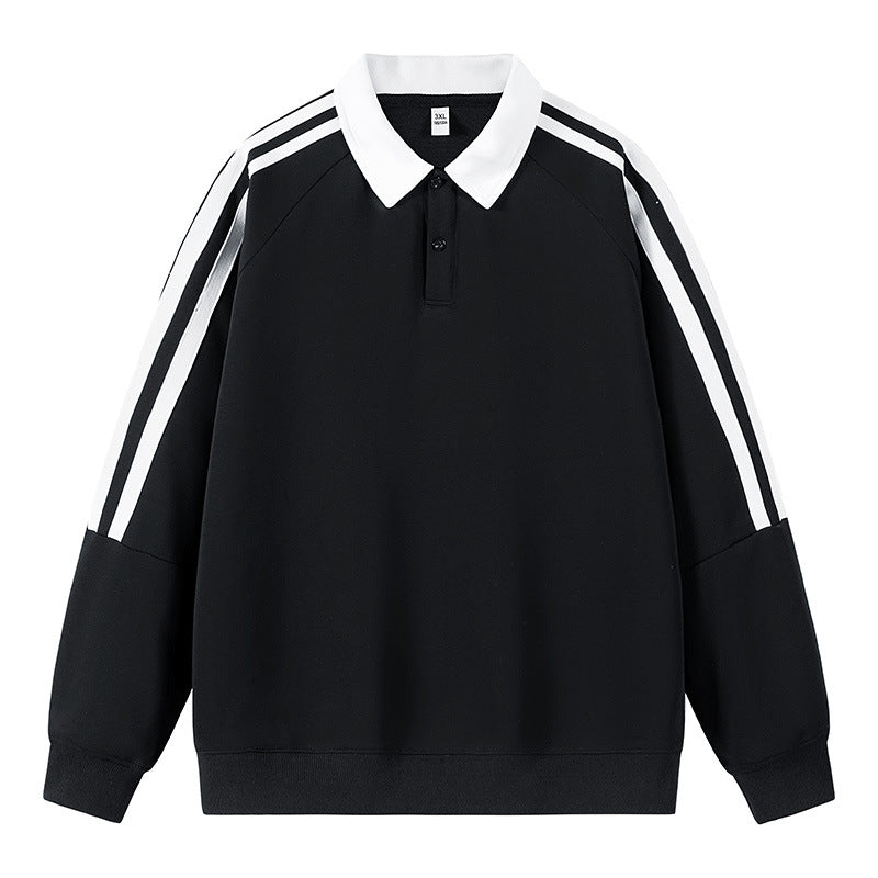 Herren Sweat Pullover Sportlich mit Polo Kragen Moderne