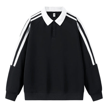 Herren Sweat Pullover Sportlich mit Polo Kragen Moderne