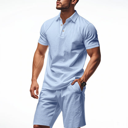 Herren Poloshirt Shorts Set Leicht Sommer