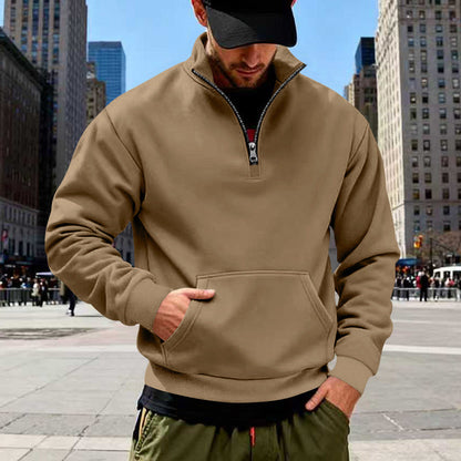 Herren Sweatshirt Halbzipper Grau Sportlich