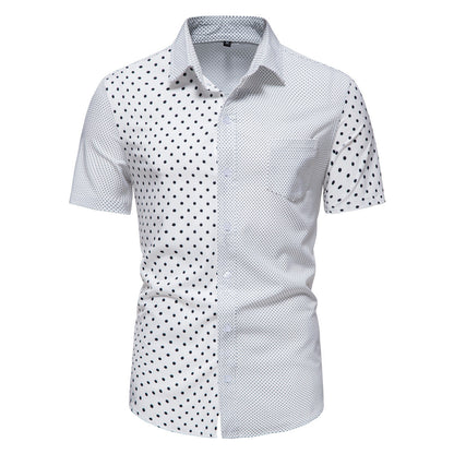 Herren Kurzarmshirt Modern mit Punktemuster und Knöpfen