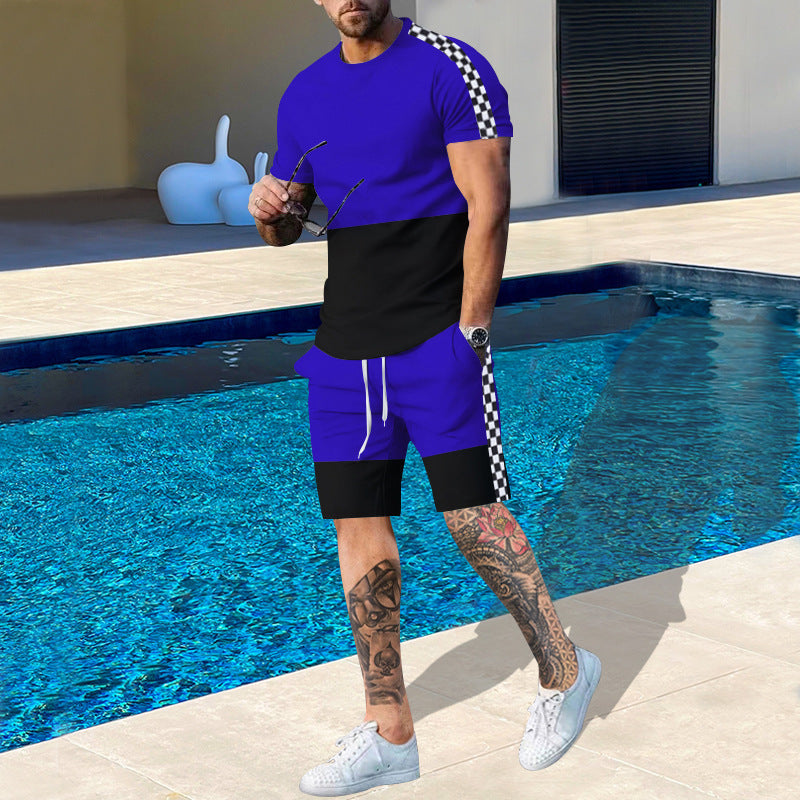 Herren Sportset Kurzarm Kontrastfarben Modern