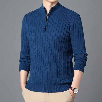 Strickpullover Herren Modern mit Reißverschluss und Struktur Details
