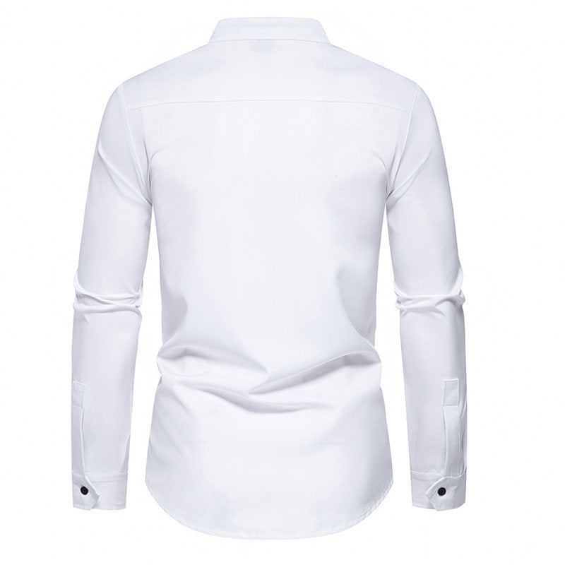 Herren Langarmhemd Modern Knopfdesign Slim Fit