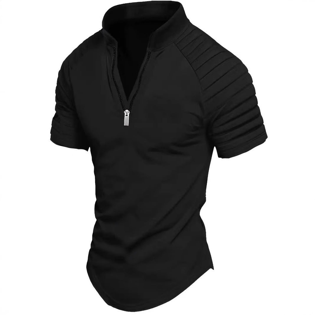 Herren Polo Kurzarm Modern Reißverschluss Sportlich - BerlinGlamour