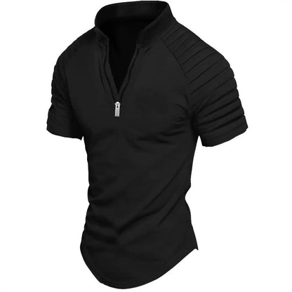Herren Polo Kurzarm Modern Reißverschluss Sportlich - BerlinGlamour