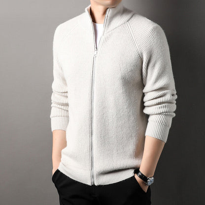 Herren Strickjacke Hochkragen Reißverschluss Uneffektiert Elegantes Design