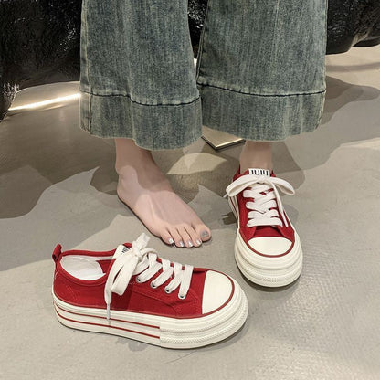 Damen Plateausneaker Sportlich Atmungsaktiv Canvas