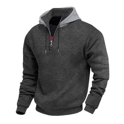 Männer Kapuzenpullover Mit Reißverschluss Kontrastfutter Modern