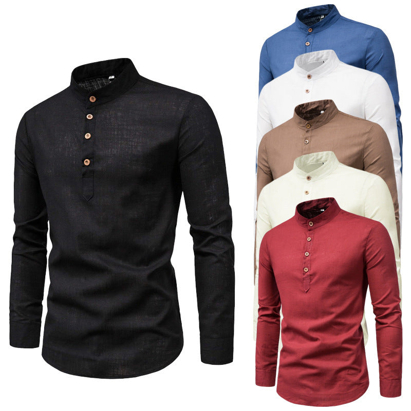 Herren Langarmhemd Stehkragen Elegantes Business Hemd Modern - BerlinGlamour