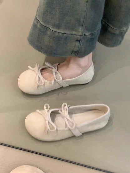 Damen Ballerinas Schleifen Design Bequem Komfort