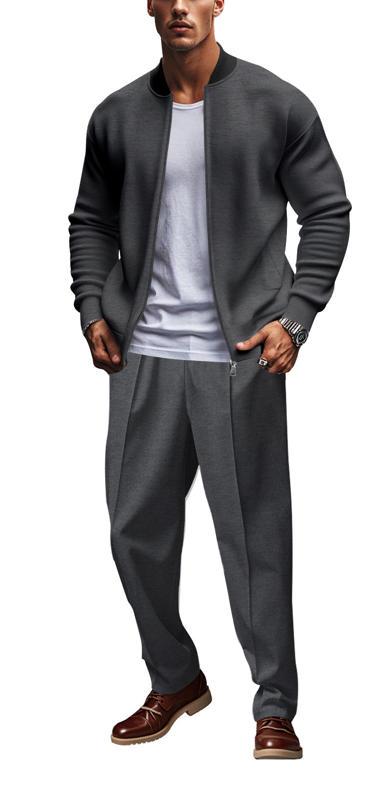 Herren Jogginganzug Lässig Bomberjacke Hose Set Sportlich