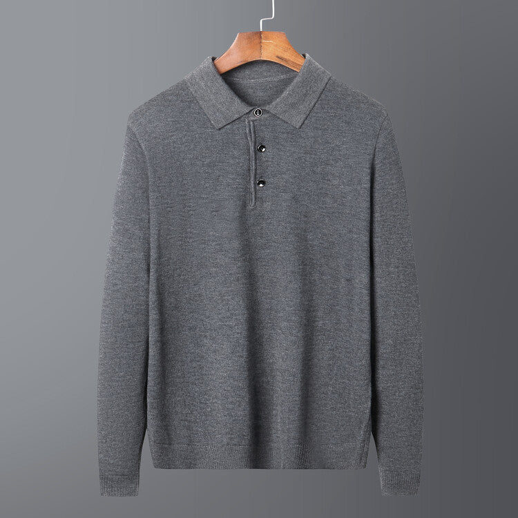 Eleganter Herren Strickpullover Polokragen Modern