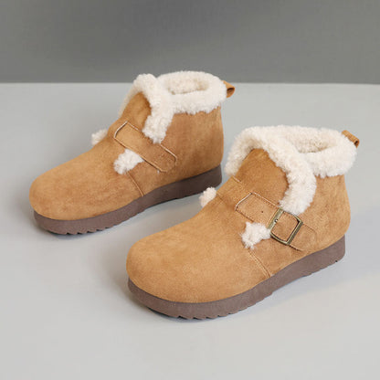 Damen Winterstiefeletten Bequem Weich mit Riemchen Modern