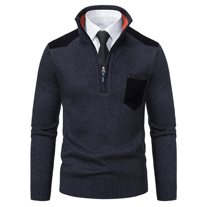 Herren Pullover Hochkragen mit Brusttasche Modern