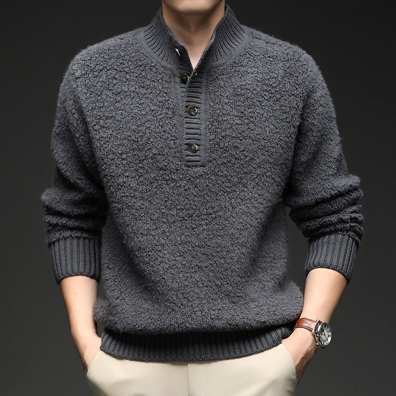 Herren Pullover Struktur Oberfläche Knopfverschluss Modern