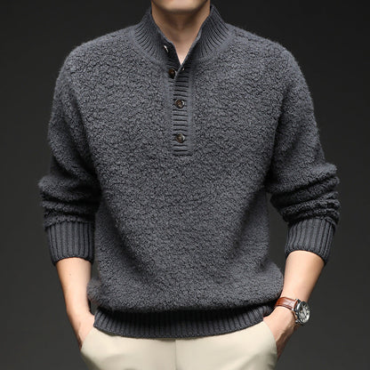 Herren Pullover Struktur Oberfläche Knopfverschluss Modern