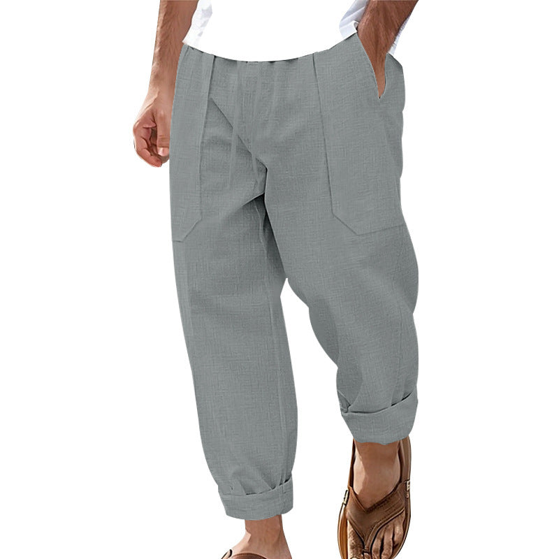 Bequeme Haremshose Herren Mit Verstellbarem Bund und Taschen