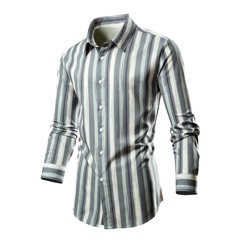 Herren Langarmhemd Streifenmuster Modern Berlin Style
