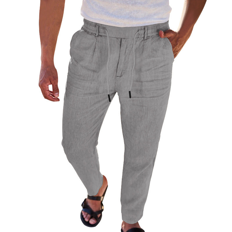 Herren Leinenhose Leicht Bequem Mit Seitentaschen