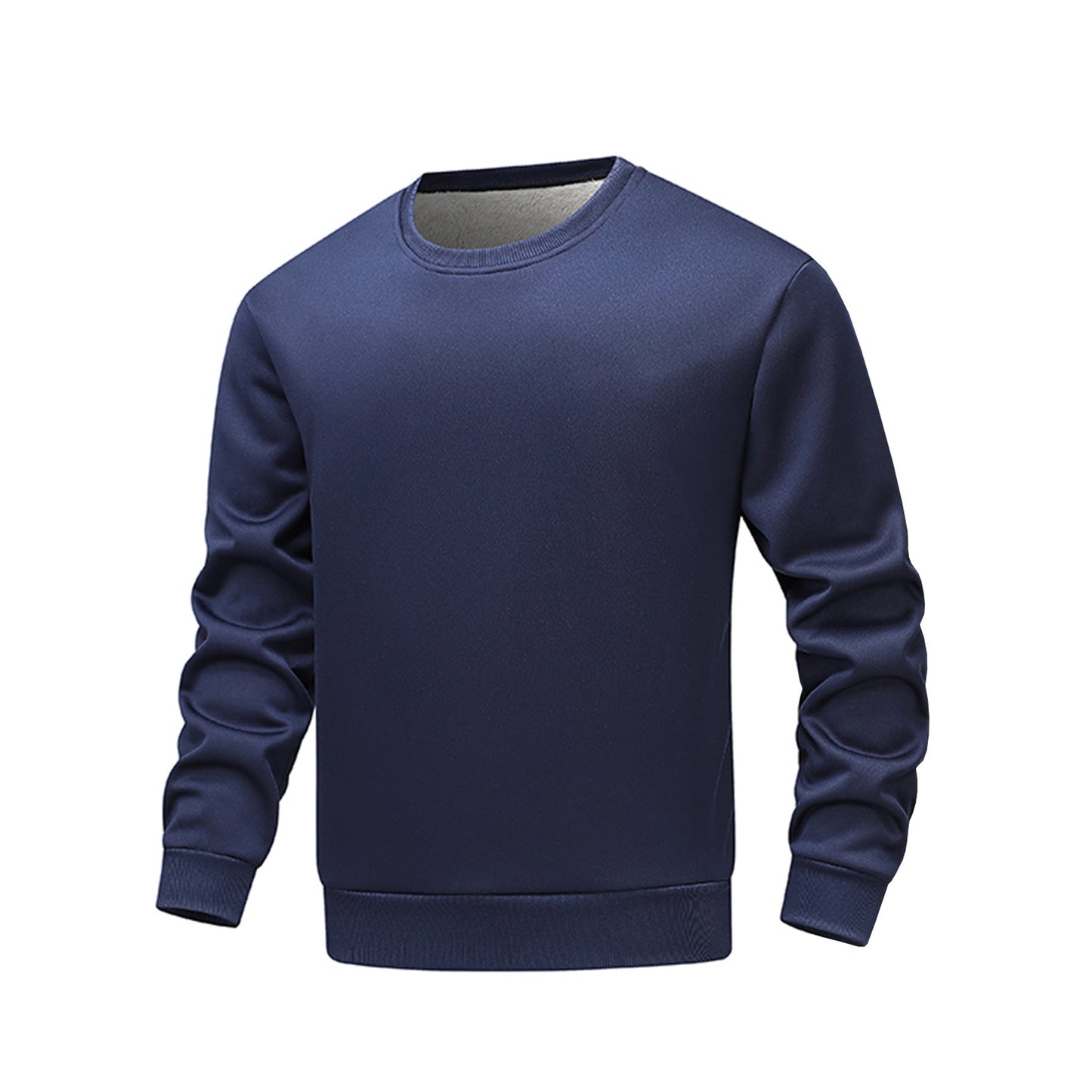 Bequemer Herren Fleece Pullover Rundhals Schwarz