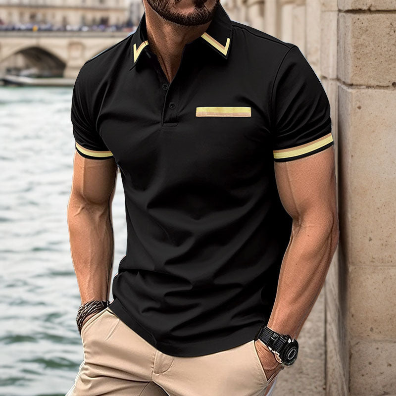 Herren Polohemd Modern mit Kontrast und Stickerei - BerlinGlamour