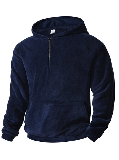 Herren Fleece-Hoodie Halblang Reißverschluss Sportlich