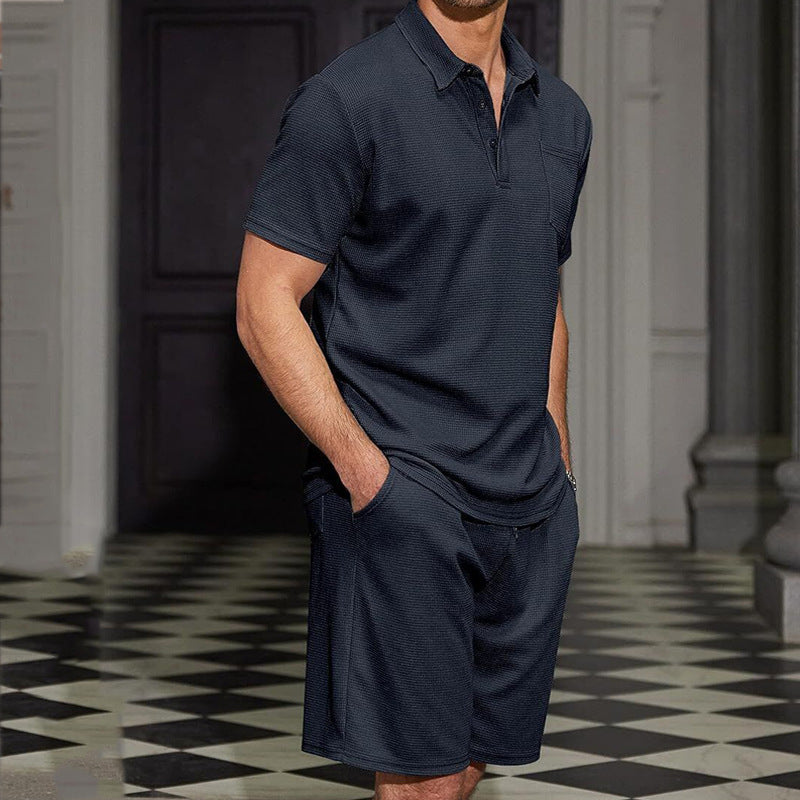 Herren Sportsatz Polohemd Shorts Freizeitbekleidung