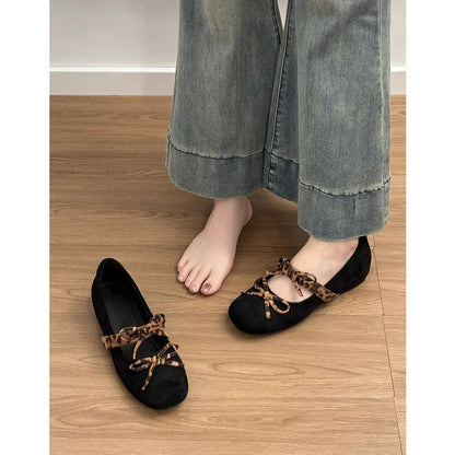 Damen Ballerinas Leopardenmuster Weich ledersoft
