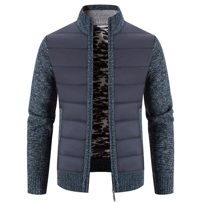 Herren Steppjacke Hybride Strickdesign Moderne Winterjacke