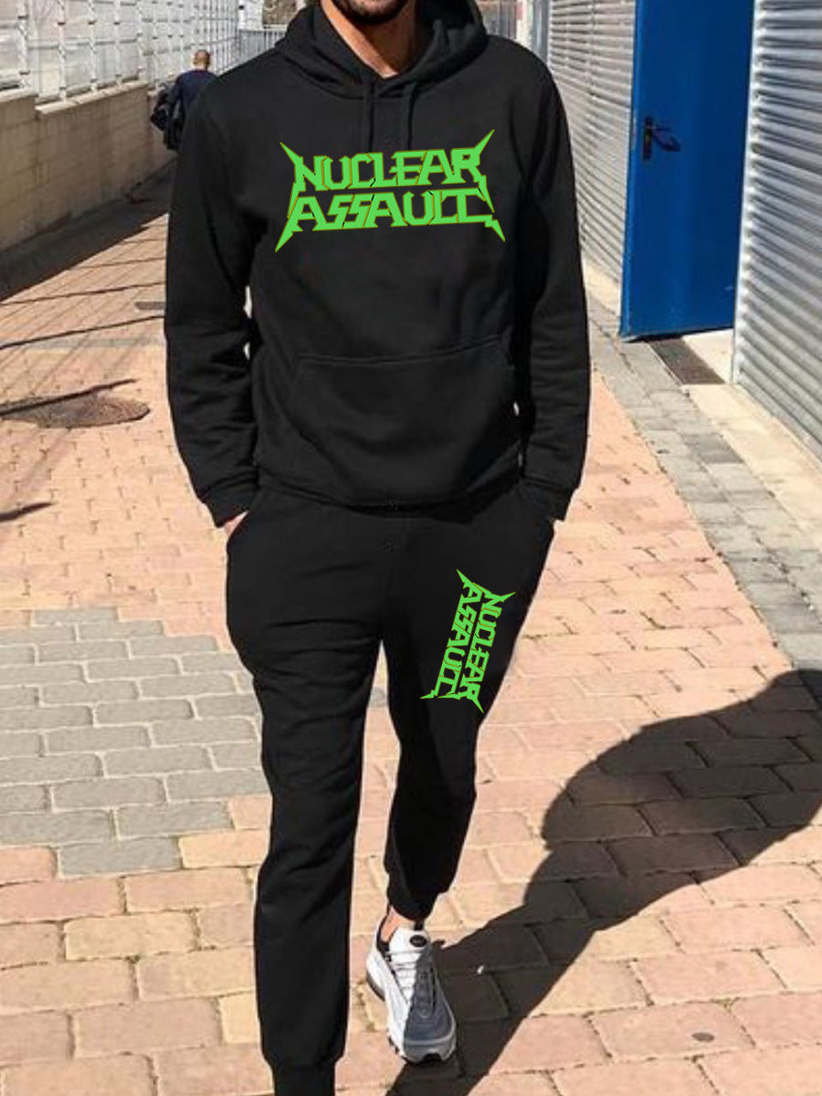 Herren Sportset Kapuzenpullover Jogginghose mit Logo Druck - BerlinGlamour