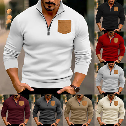 Herren Pullover Sportlich mit Kontrasttaschen Modern - BerlinGlamour