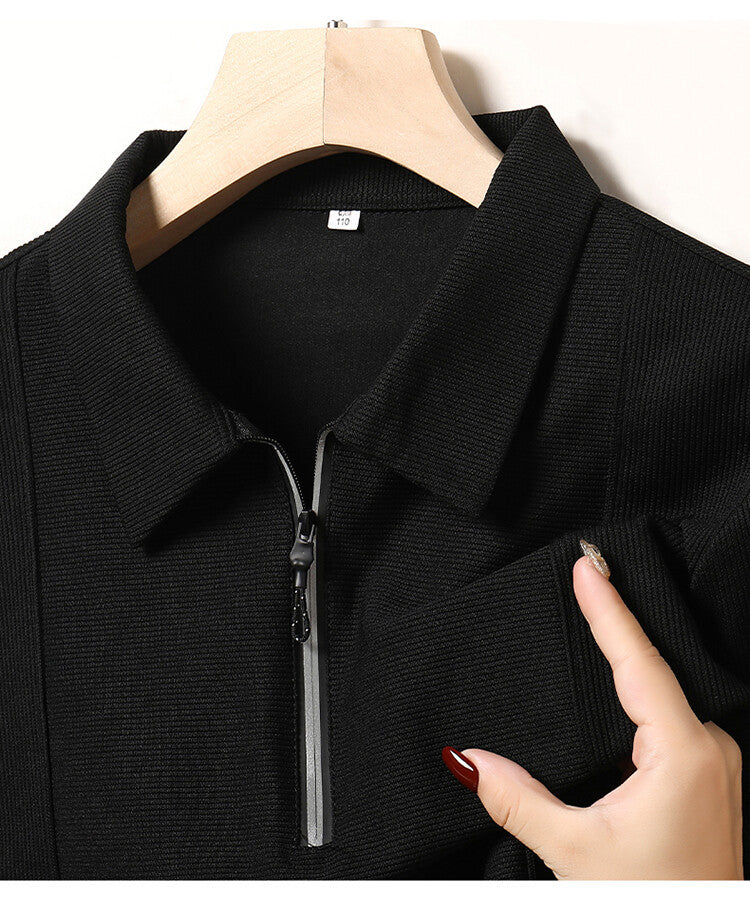 Herren Pullover Langarm mit Reißverschluss und Struktur Optik