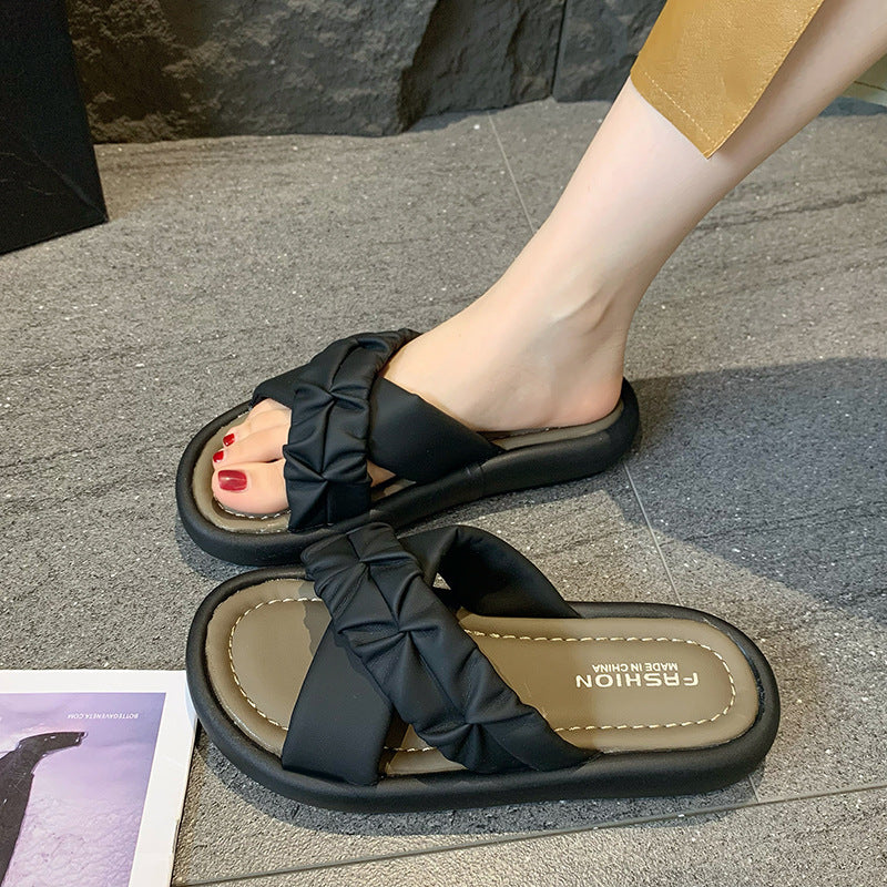 Damen Sandalen Bequem Flecht-Design Sommer