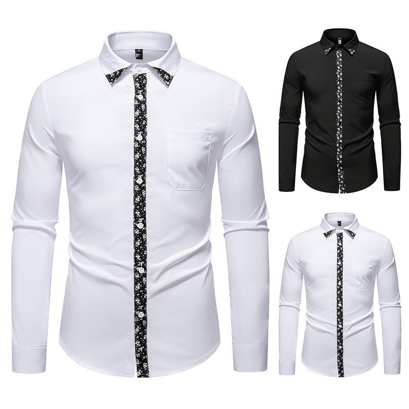 Herren Hemd Langarm Blumenmuster Elegant - BerlinGlamour