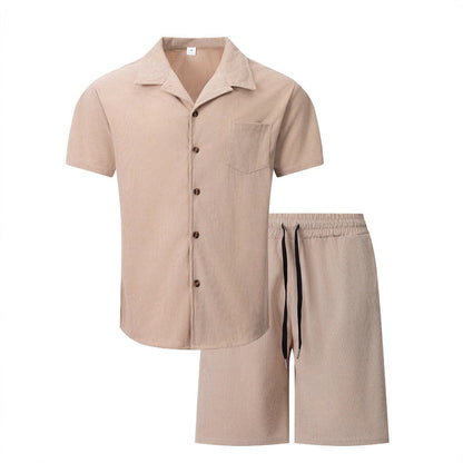 Herren Kurzarm Hemd mit passender Shorts Sommer