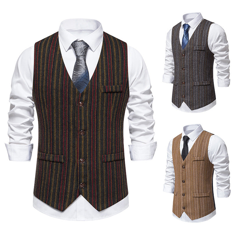 Herren Anzugweste Klassisch Herringbone Muster Elegant - BerlinGlamour