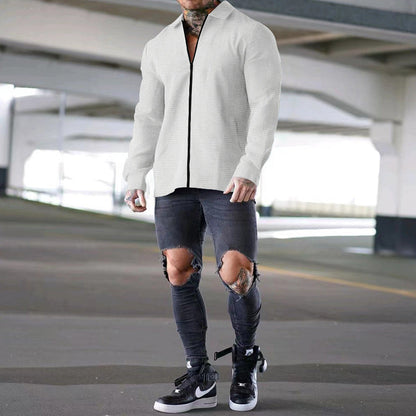 Herren Hemdjacke Lässig Strukturiert Casual