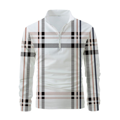 Herren Langarmshirt Karomuster Modern Reißverschluss