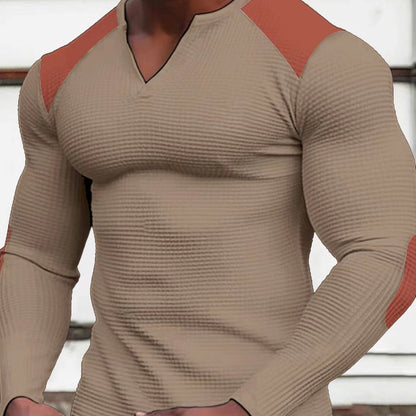Herren Langarmshirt Strukturiert Kontrastdetails Modern